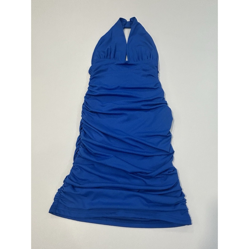 Princess Polly Jordy Halter Mini Dress Blue Ruched Women's Size 0 / Zero - Picture 3 of 9